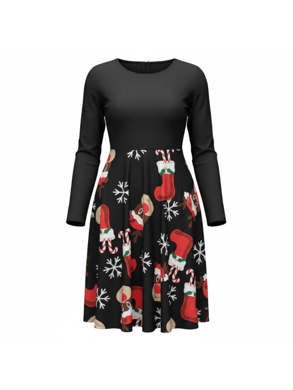 Christmas Reindeer & Stocking Skater Dress –Sz Large